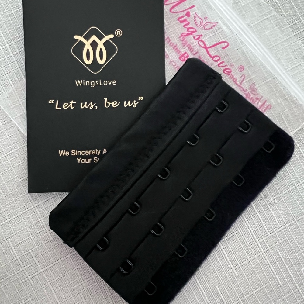WINGSLOVE Bra Extender 5 Hook & Eyes NWT Black